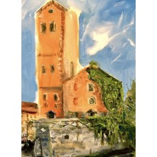 “Radomysl Castle” – Original Zhytomyr Architectural Landscape, Oil on Paper | Marina Stognieva